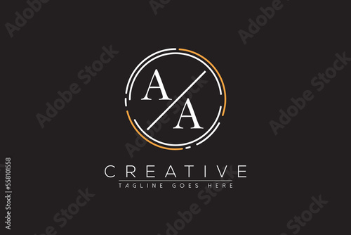 letter aa elegant and luxury Initial with circle frame minimal monogram logo design vector template
