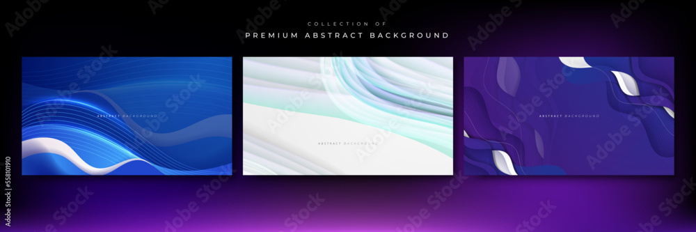 Set of modern abstract background set, minimal template design with wave. Colorful geometric background, vector illustration.
