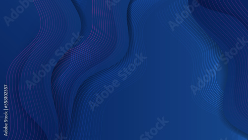 3d modern wave curve abstract presentation background. Luxury paper cut background. Abstract decoration, golden pattern, halftone gradients, 3d Vector illustration. Dark blue background