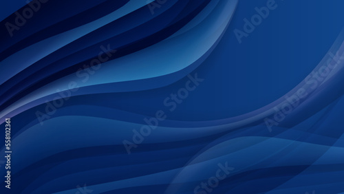 3d modern wave curve abstract presentation background. Luxury paper cut background. Abstract decoration, golden pattern, halftone gradients, 3d Vector illustration. Dark blue background © TitikBak