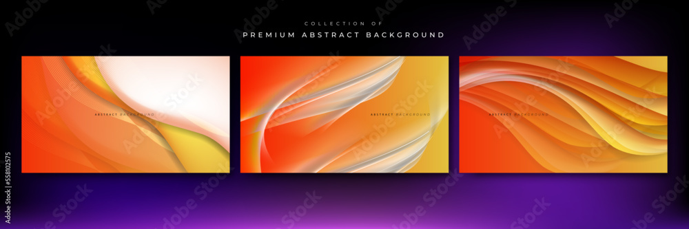 Naklejka premium 3d modern wave curve abstract presentation background. Luxury paper cut background. Abstract decoration, orange pattern, halftone gradients, 3d Vector illustration. Orange background