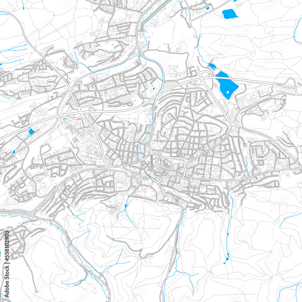 Iserlohn, Germany high resolution vector map
