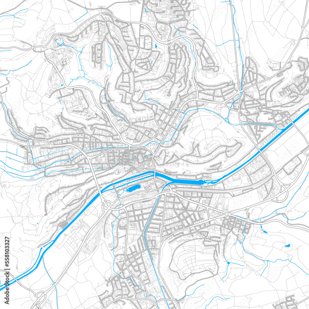 Tubingen, Germany high resolution vector map