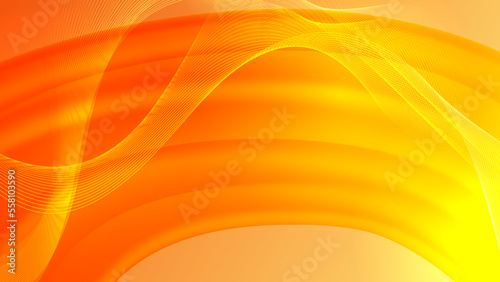 Modern minimal orange background with wave. Abstract modern orange yellow white banner background gradient color. Yellow and orange gradient with circle halftone pattern curve wave decoration.