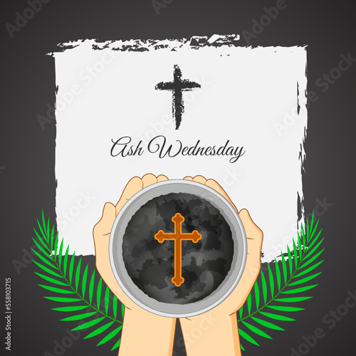 Vector illustration of Ash Wednesday Christian holy day banner