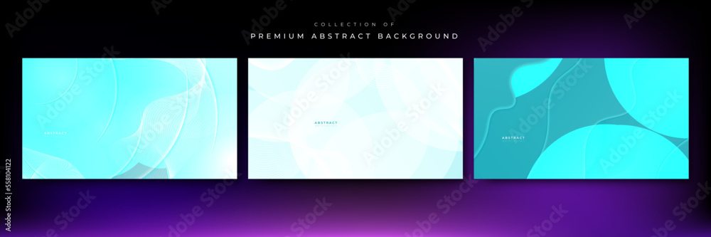 Set of white and turquoise background. Colorful geometric background. Liquid color background design. Fluid shapes composition. Vector illustration