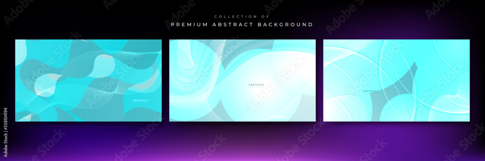 Set of white and turquoise background. Colorful geometric background. Liquid color background design. Fluid shapes composition. Vector illustration