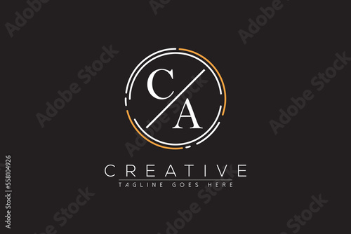 letter ca elegant and luxury Initial with circle frame minimal monogram logo design vector template