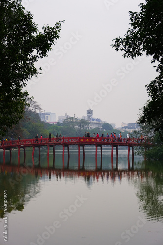 Hanoi, Vietnam - The Huc Bridge, Dac Nguyet Lau and Tran Ba Dinh