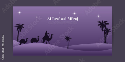 Vector illustration for Islamic day Al-Isra' wal-Mi'raj means the two parts of a Night Journey.