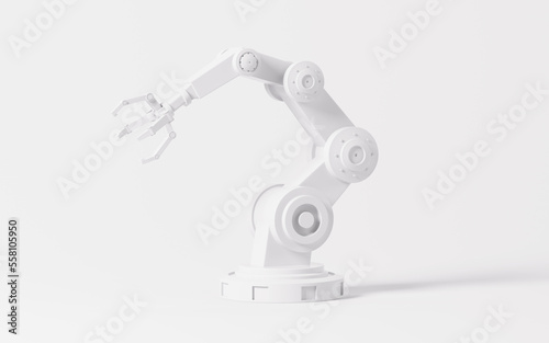Mechanical arm in the white background, 3d rendering.