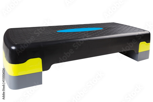 Plastic step platform for fitness, with adjustable height,  isolate photo