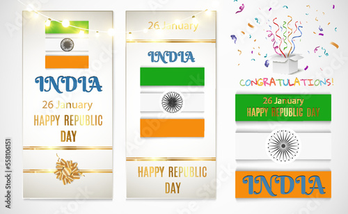 26 Indian Republic Day celebration.Indian postcard template.