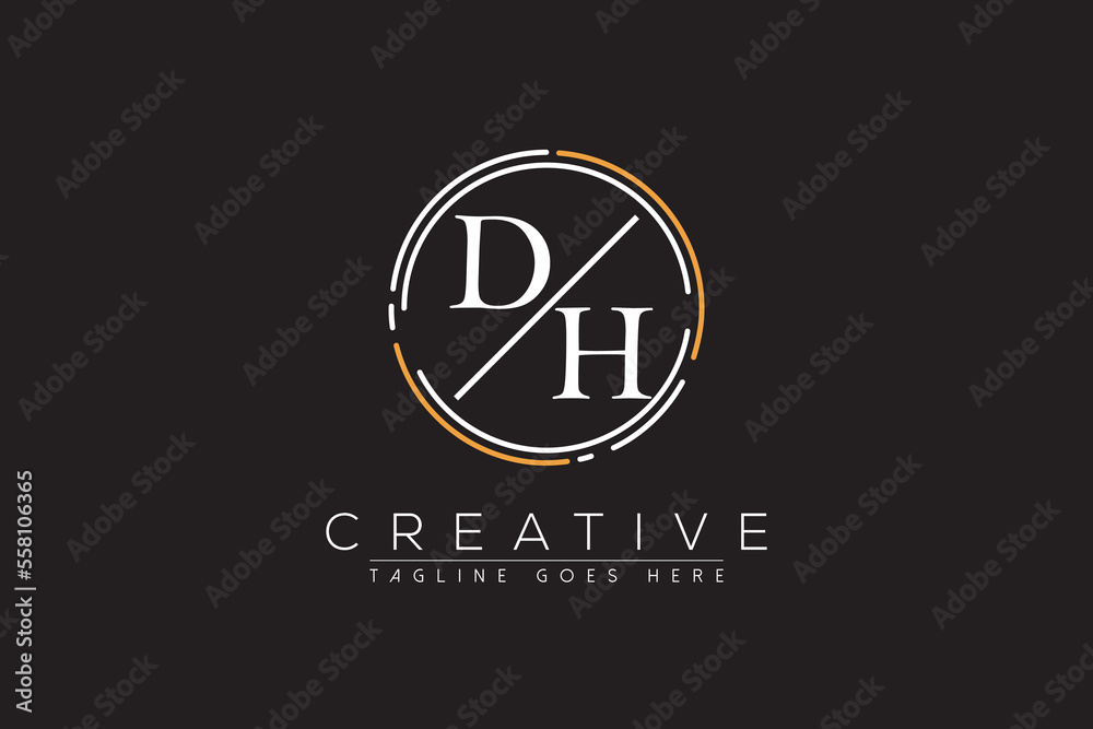 letter dh elegant and luxury Initial with circle frame minimal monogram ...