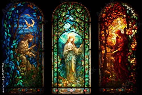 4K resolution or higher, luminous stained glass window . Generative AI Technology