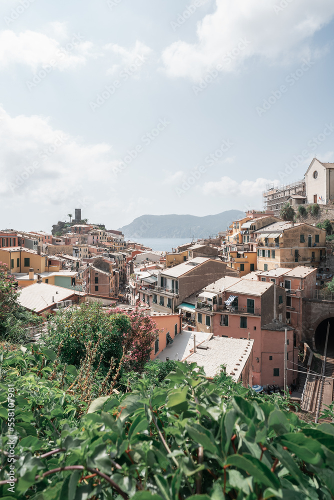 view of one of the villages in the cinque terre italy