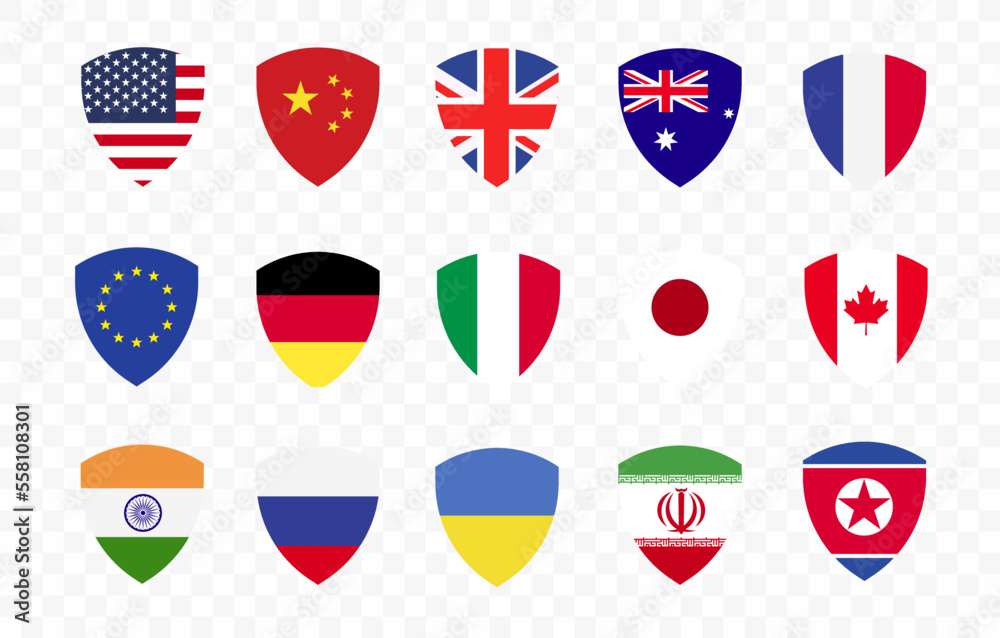 Vector flag in shield frame icons sign design Vector flag in shield frame icons sign design