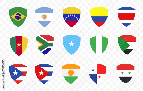 Vector flag in shield frame icons sign design
