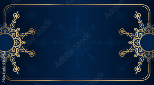 Blue backgound with golden mandala ornament