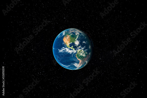 Planet Earth in Space surrounded by Stars. This image elements furnished by NASA. © 24K-Production
