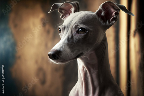 Italian greyhound portrait. Italian dog breed of small sighthound. Generative AI.   © Worldillustrator