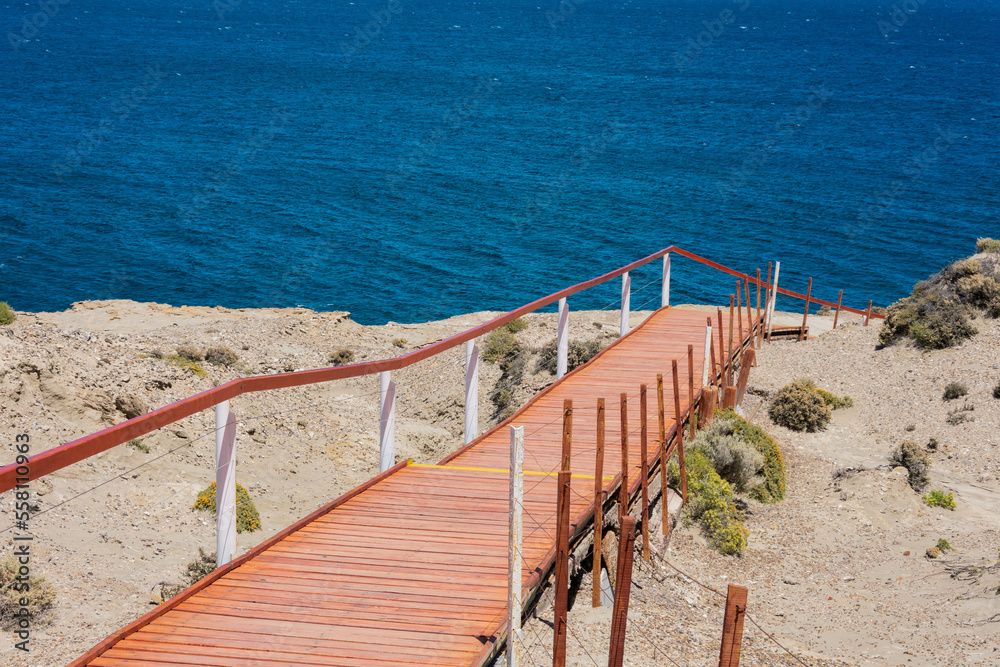 Stairs in a viewpoint in Puerto Piramides