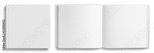 Εκτύπωση καμβά Set of closed and open square hardcover books, isolated on white background