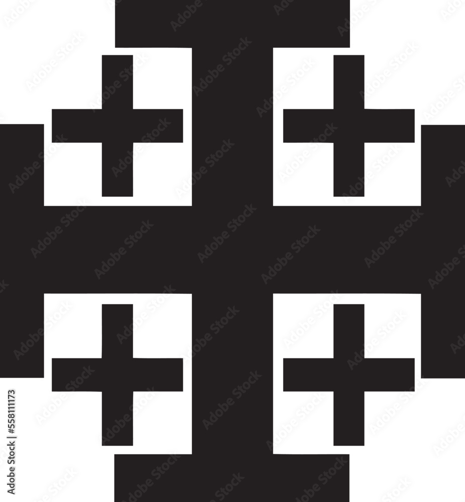 Obraz premium Jerusalem cross shape isolated over white background, cross icon