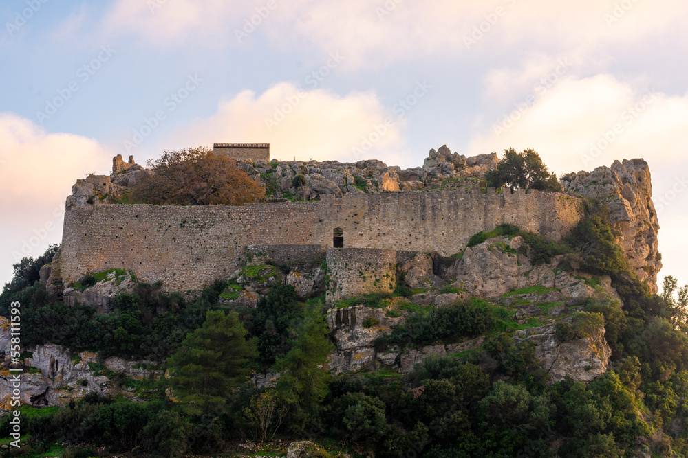 Angelokastro Castle - Old ruins of fortress at Krini village, Corfu island, Ionian sea, Greece, Europe.