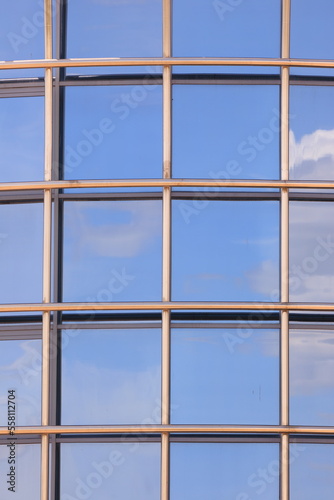 windows and metal structure on the wall of modern buildings of business centers. Background for design, texture modern