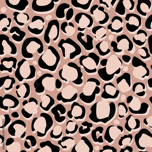 Animal skin print. Leopard`s spotted fur seamless pattern design