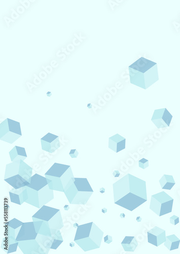 Blue-gray Box Background Blue Vector. Square Style Texture. Grey Geometric Clean Design. Model Illustration. Monochrome Special Cube.