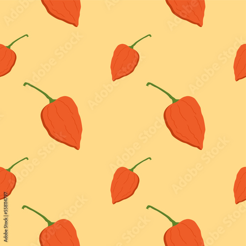 habanero pepper seamless pattern. chili seamless pattern flat design vector illustration