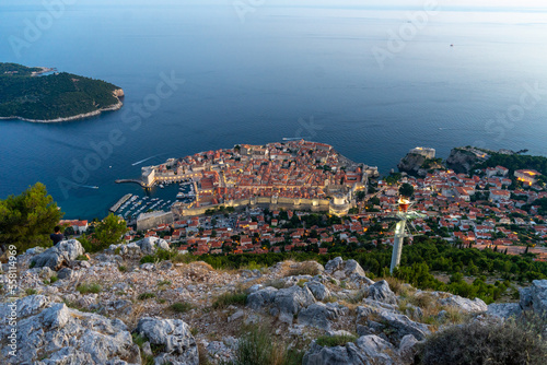 Fototapeta Naklejka Na Ścianę i Meble -  Night view of Dubrovnik from Dubrava Observation Point