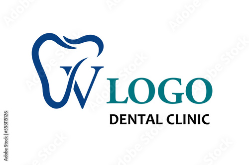 Initial Letter V with Tooth Line Art Icon for Dental Health Care and Dental Clinic, Dentistry Business Logo Idea Template