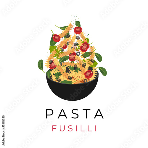 Delicious Fusilli Pasta Logo Illustration In A Bowl