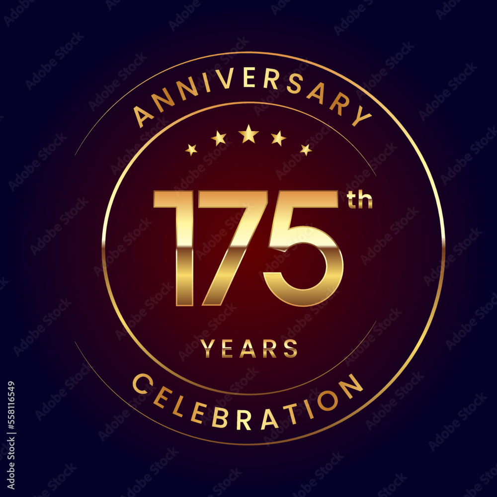 175th Anniversary. A luxurious and simple logo design with gold color ring and text for an anniversary celebration event. Logo Vector Illustration 175th Anniversary. A luxurious and simple logo design with gold color ring and text for an anniversary celebration event. Logo Vector Illustration
