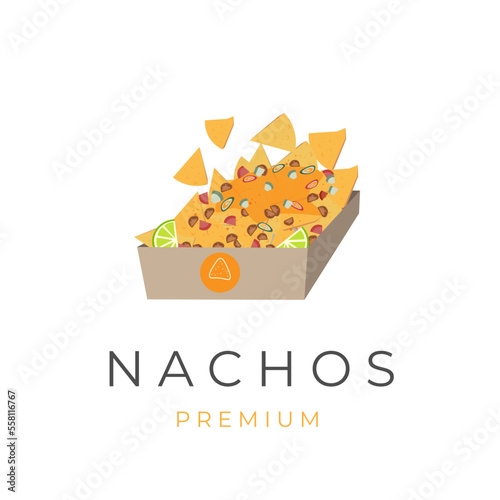 Nachos Illustration Logo With Melted Cheese And Assorted Fillings