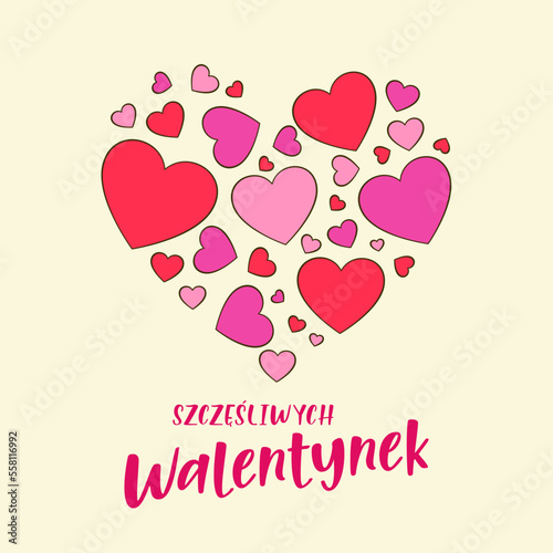 Szczęśliwych walentynek. Szablon kartki. Ilustracja wektorowa