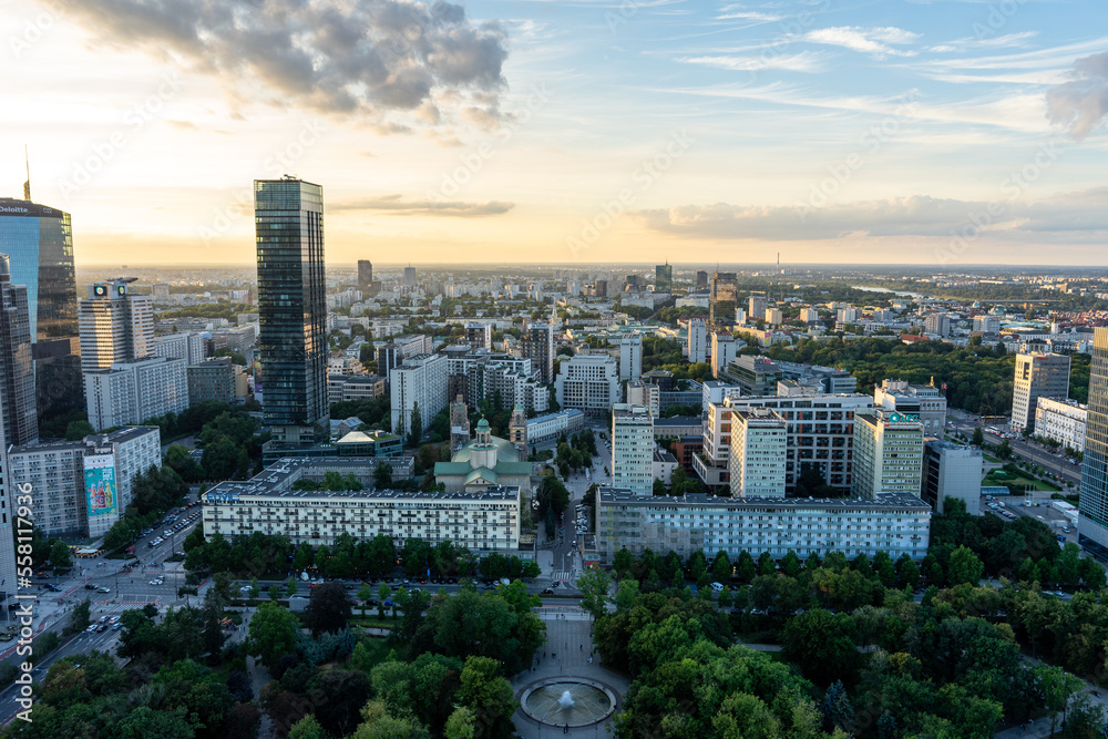 Fototapeta premium Cityscape from lookout in Warsaw