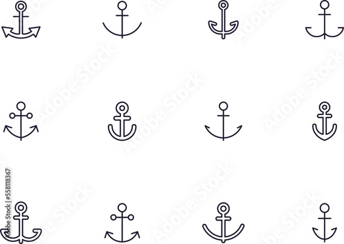 Anchor line icon on white background