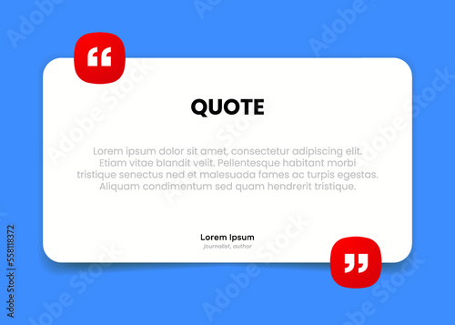 3D bubble testimonial banner, quote, infographic. Social media post template designs for quotes. Empty speech bubbles, quote bubbles and text box. Vector Illustration EPS10.