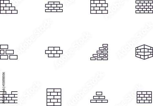 Collection of modern brick outline icons. Set of modern illustrations for mobile apps, web sites, flyers, banners etc isolated on white background. Premium quality signs.