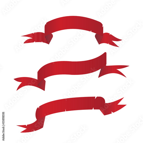 Set of red vector vintage ribbons