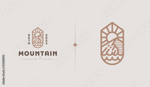 Rocky Mountain. Mountain Hilltop Nature Landscape. Universal creative premium symbol. Vector sign icon logo template. Vector illustration