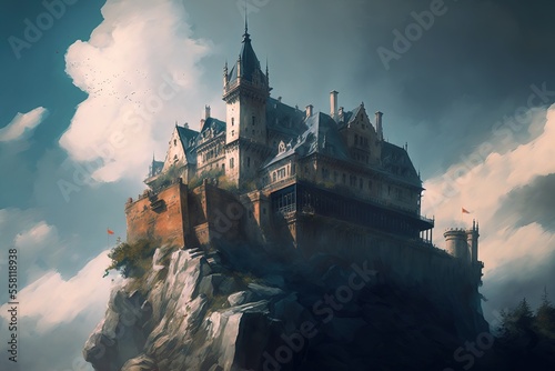 medieval castle. Fantasy scenery. Generative AI