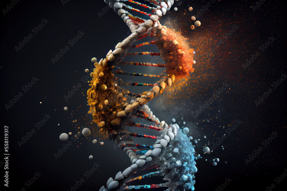 Gene terapies concept, illustration with merging dna spiral Stock ...