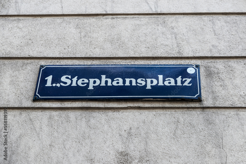 Sign of the Stephansplatz in Vienna, Austria Sign of the Stephansplatz in Vienna, Austria