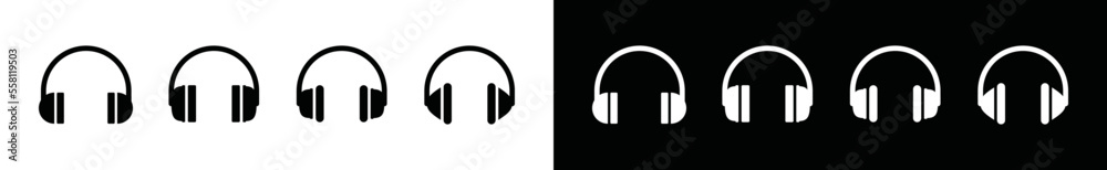 Headphones icons set. Headset icon symbol. Gadget audio accessories collection. Headphones icon for apps annd websites, vector illustration