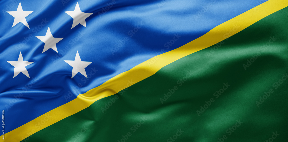  Waving national flag of Solomon Islands